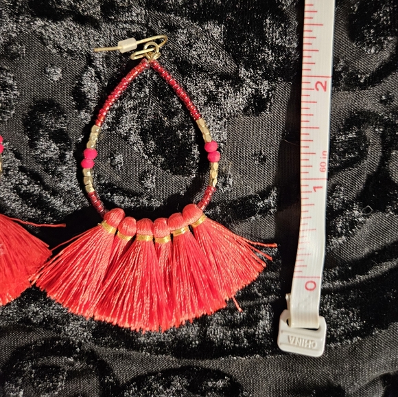 Beautiful Seed Bead and Tassel Dangle Earrings - Picture 4 of 4